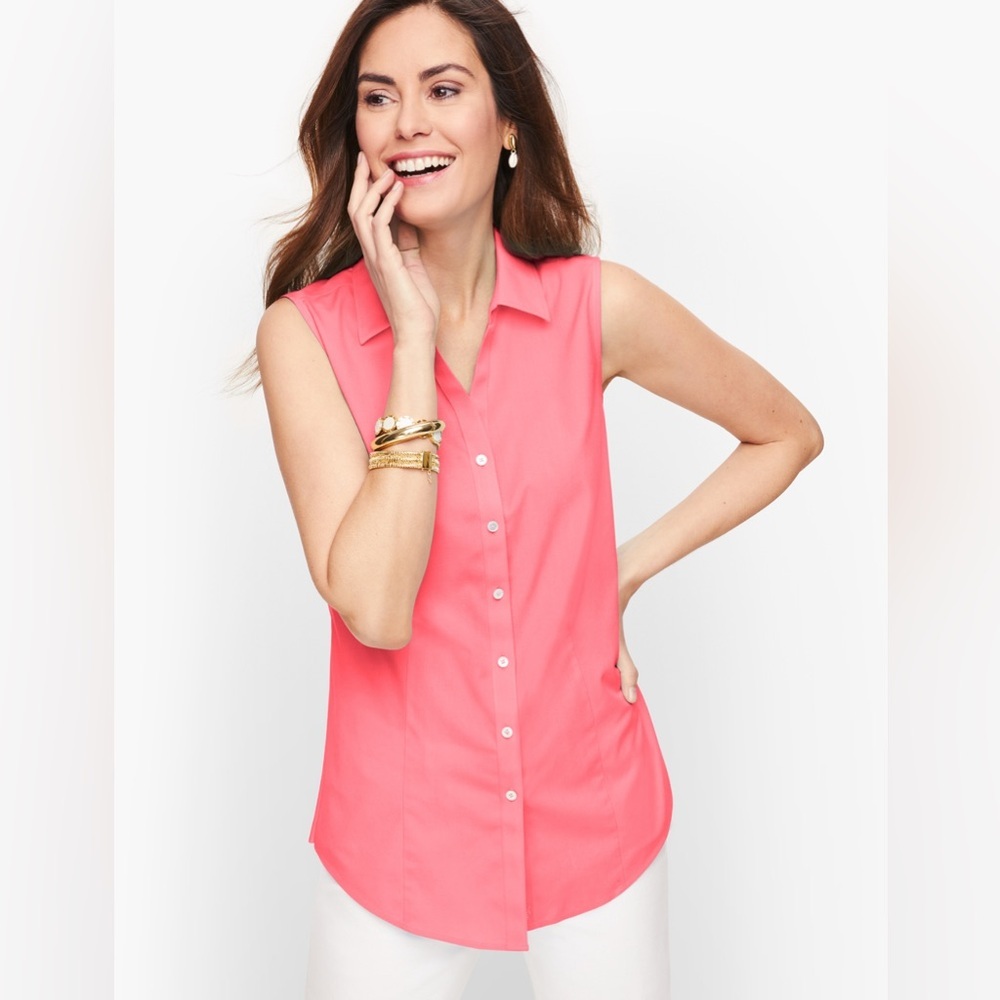 Talbots Sleeveless Pink Button-Up Top